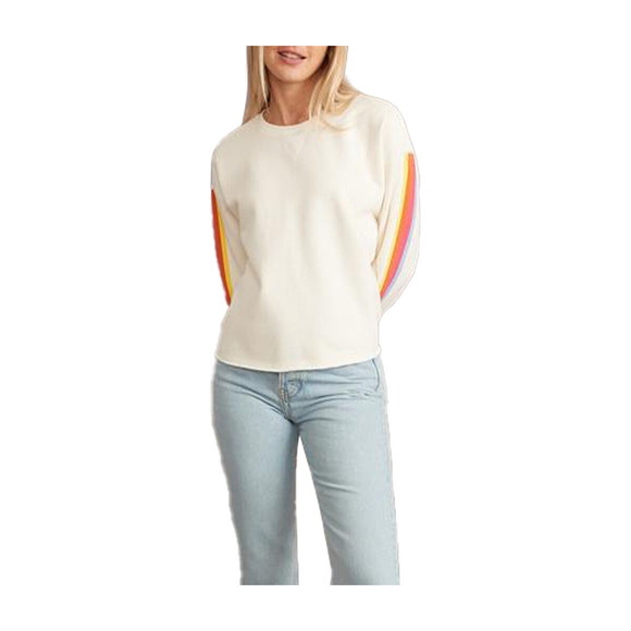 Marine Layer x LF Lost & Found Summit Sweatshirt Cream Rainbow Stripes L EUC - Picture 3 of 10